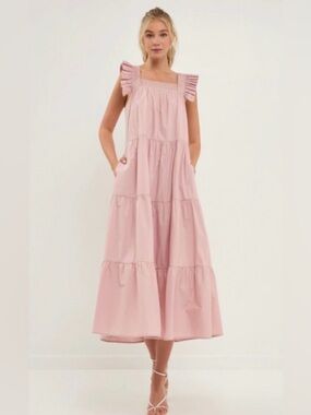 English Factory Rose Tiered Maxi Dress, Size M
